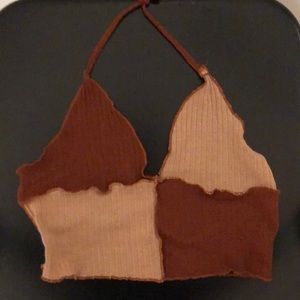 Brown sleeveless crop top
